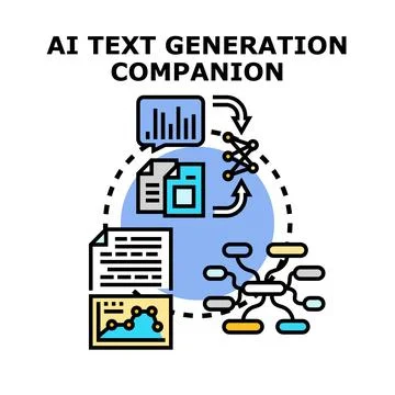 Ai text generation companion creative conceptual process Stock Illustration