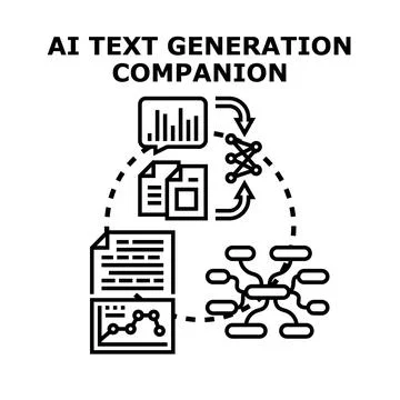 Ai text generation companion creative conceptual process Stock Illustration