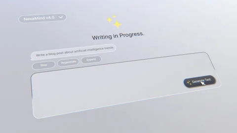 AI Text generation interface displays AI text in progress Stock Footage 335960335