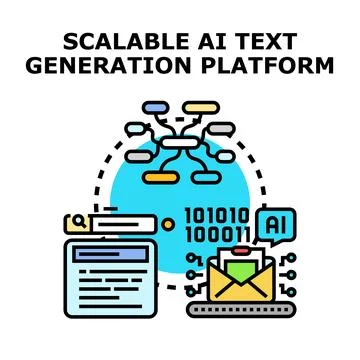 Ai text generation platform creating digital content and communication Stock Illustration