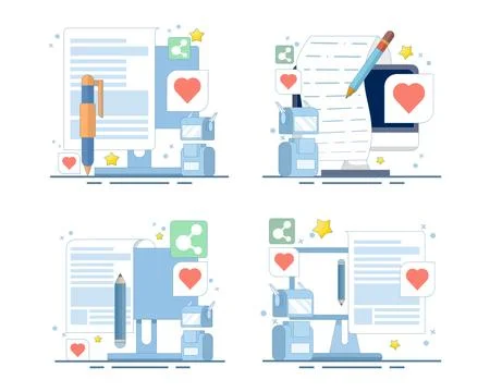 AI text generation set showcasing artificial intelligence writing assistants Stockillustratie