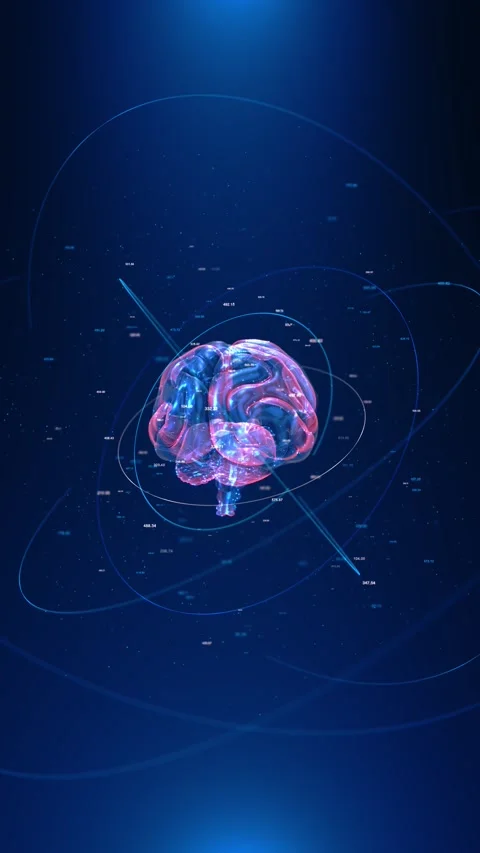 AI Text Machine Learning Brains Animation, Digital Mind. Brain Artificial Intell Stock Footage 342784437