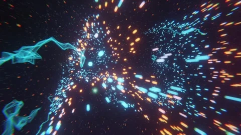 AI text made of glowing particles in Virtual Space Stock Footage 256182855