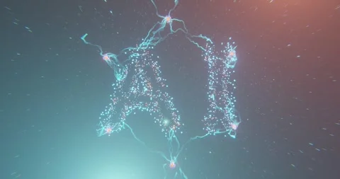 AI text made of glowing particles in Virtual Space Stock Footage 279160456
