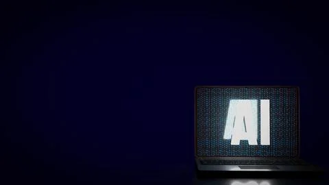 AI text on notebook for technology or it concept 3d. Stock Illustration