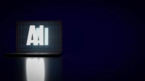 AI text on notebook for technology or it concept 3d. 스톡 일러스트