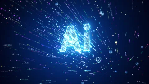 Ai Text with Random particle Stock Footage 248812700
