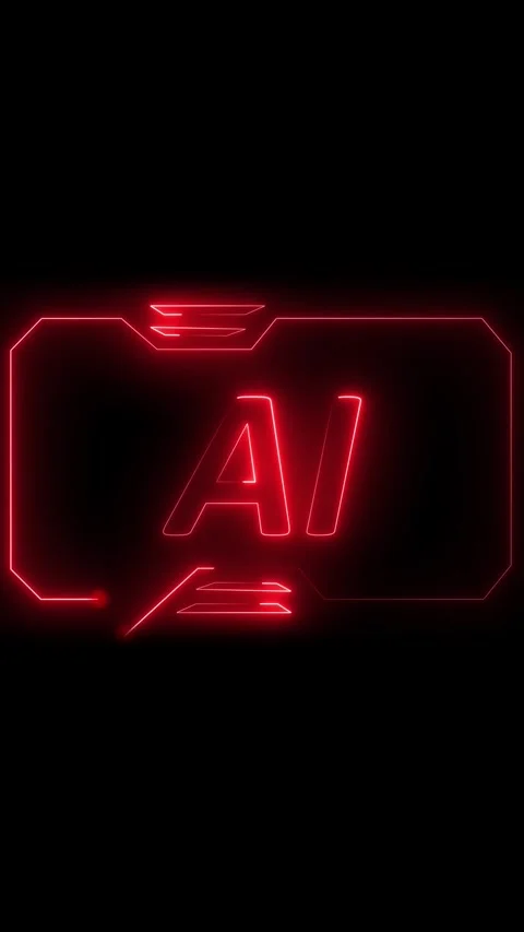 AI text vertical video inside futuristic frame on dark background for techn.. Stock Footage 344860280