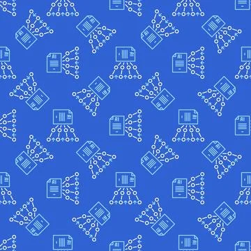 AI Text Writing vector Artificial Intelligence Generator line seamless patter Stock Illustration