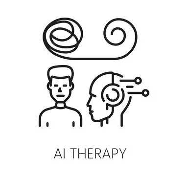 AI therapy artificial intelligence technology icon Stock Illustration