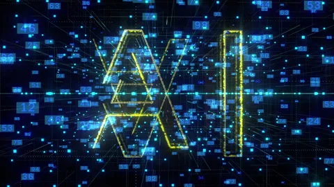 AI, title with mirror characters. Technology Digital big Data Network Abstract Stock Footage 277451175