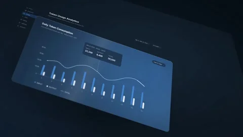AI Token Usage Analytics Dashboard Animation SaaS Product Interface Data Stock Footage 343063463