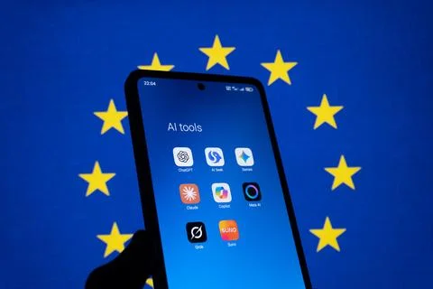 AI tool apps in a folder view. Baku, Azerbaijan. 29.11.2025. Stock Photos