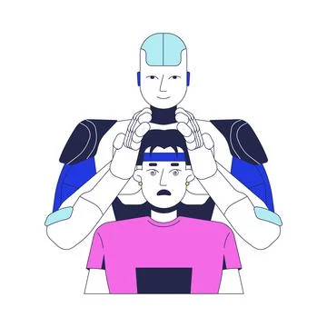 AI as tool for propaganda 2D illustration concept Stock Illustration