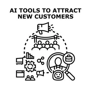 Ai tools attracting new customers and driving business growth Stock Illustration