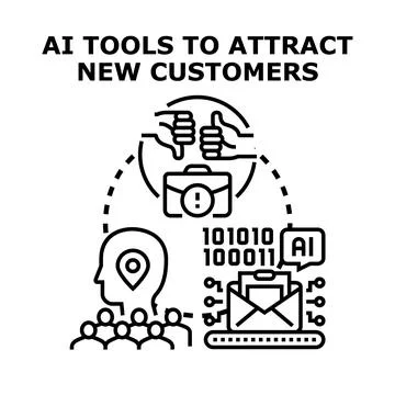 Ai tools attracting new customers via smart marketing strategy 스톡 일러스트