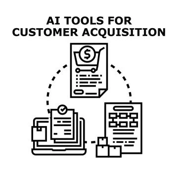 Ai tools for customer acquisition strategy Stock Illustration