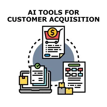 Ai tools for customer acquisition strategy 스톡 일러스트