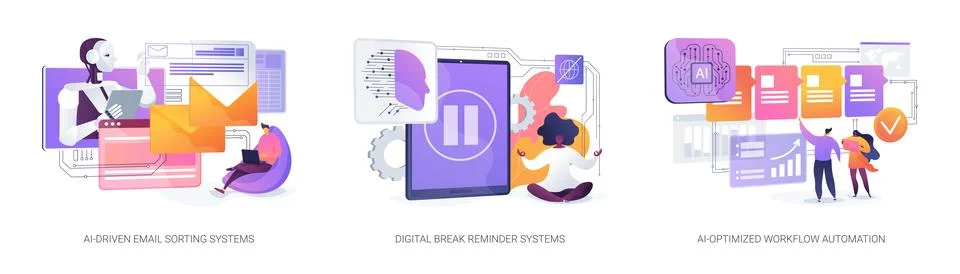 AI Tools Enhance Focus, Efficiency abstract concept vector illustrations. Stock Illustration