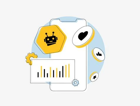 AI tools optimize social media analytics, monitoring engagement and trends 스톡 일러스트