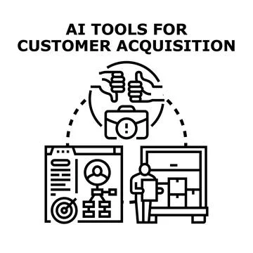 Ai tools optimizing customer acquisition strategy and growth 스톡 일러스트