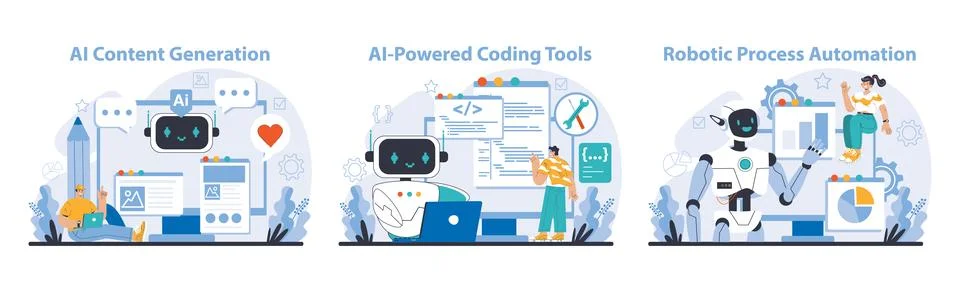 Ai tools set. Flat vector illustration. Stock Illustration