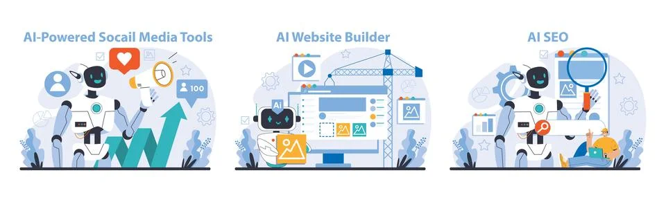Ai tools set. Flat vector illustration. Stock Illustration
