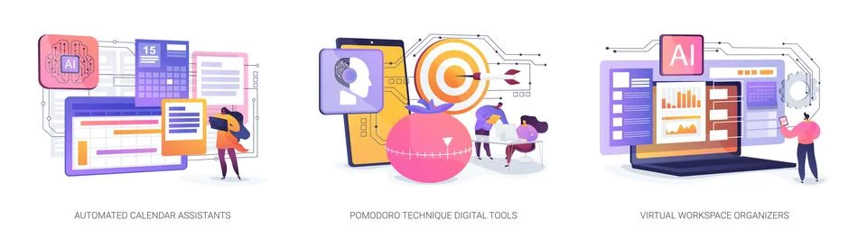 AI Tools for Smarter Scheduling abstract concept vector illustrations. Stock Illustration