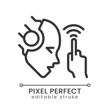 AI touches pixel perfect linear icon Stock Illustration