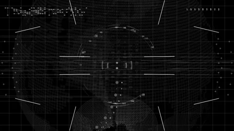 AI Tracking System Radar Targeting Display Interface Animation Stock Footage 345643565