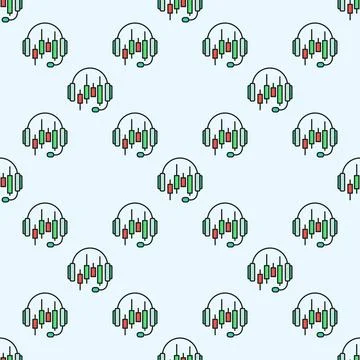 AI Trading Bot Support or Chatbot vector colored seamless pattern Stock Illustration