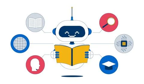 AI training 2D illustration concept Stock Illustration