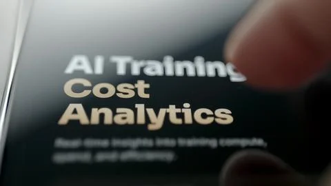 AI training cost analytics title interface Stock Photos
