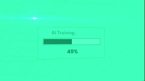AI training machine learning model with percentage animation Stockbeeldmateriaal 343845311