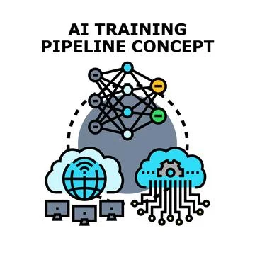 Ai training pipeline concept developing machine learning models 스톡 일러스트
