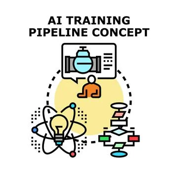 Ai training pipeline developing machine learning process Stock Illustration