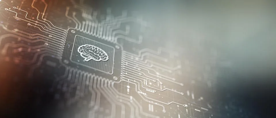 AI Transforming Industries Illustrated on a Processor. Stock Illustration