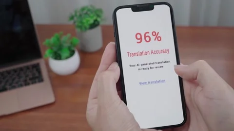 AI Translation App Showing 96 Percent Translation Accuracy Notification Stock Footage 343718351