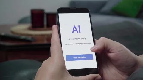 AI Translation Ready Confirmation on Mobile Language Assistant Stock Footage 343972491
