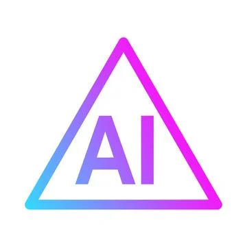 AI Triangle Gradient Icon | Abstract Artificial Intelligence Symbol Vector Stock Illustration