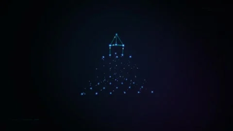 AI Triangular Neural Network Glowing Loop Animation 4k 動画素材 338166548