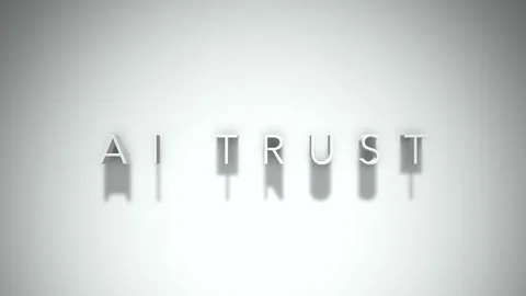 AI Trust 3D title animation with shadows on a white background Stock Footage 296697048