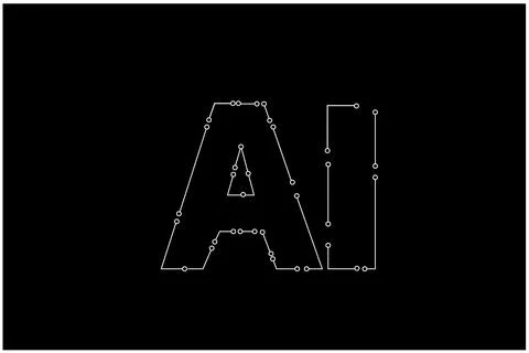 Ai typography icon,artificial intelligence technology alphabet Stock Illustration