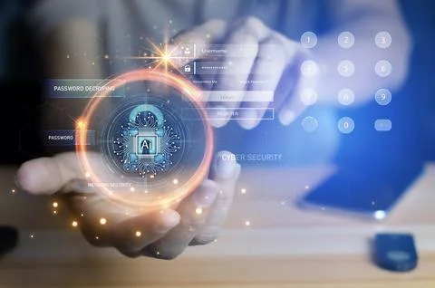 AI usage archive, cyber security, cyber business privacy technology, encryp.. Stock Photos