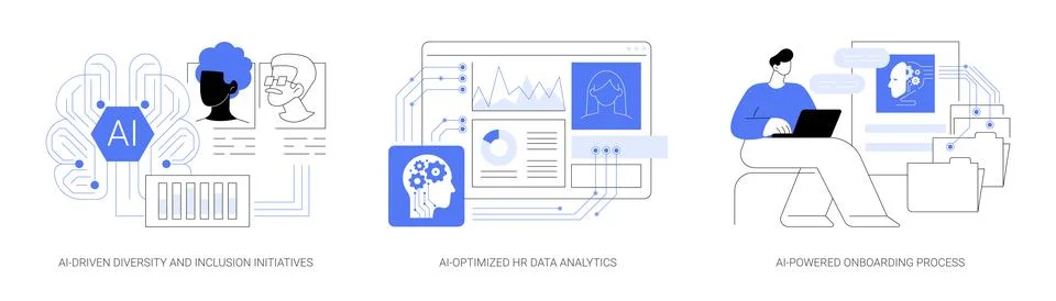 AI use in Human Resources abstract concept vector illustrations. イラスト素材