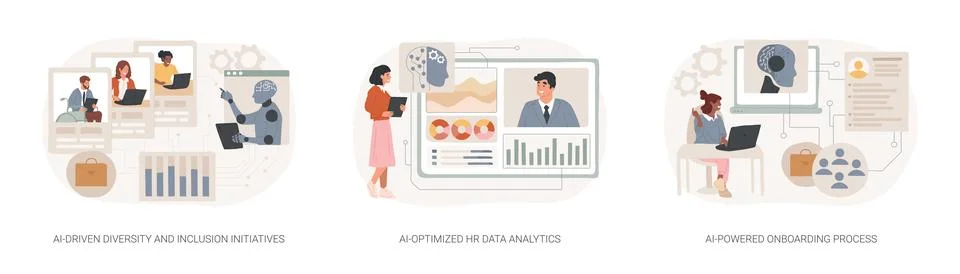 AI use in Human Resources abstract concept vector illustrations. Stock Illustration