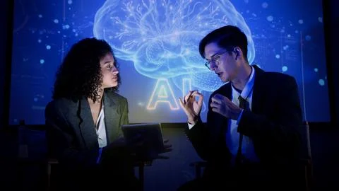 Ai using. Business team using technology artificial intelligence with Ai as.. Foto stock