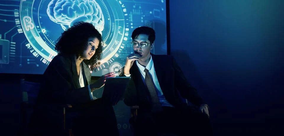 Ai using. Business team using technology artificial intelligence with Ai as.. Foto stock