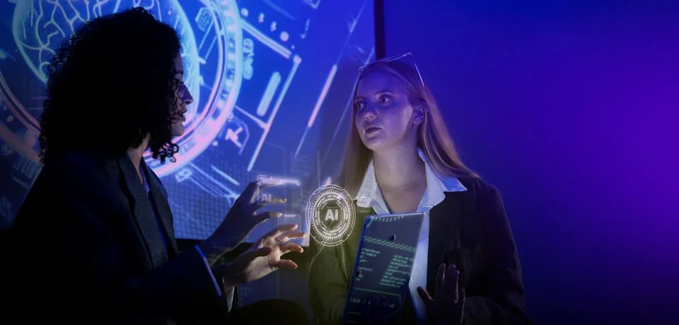 Ai using. Business team using technology artificial intelligence with Ai as.. Foto stock