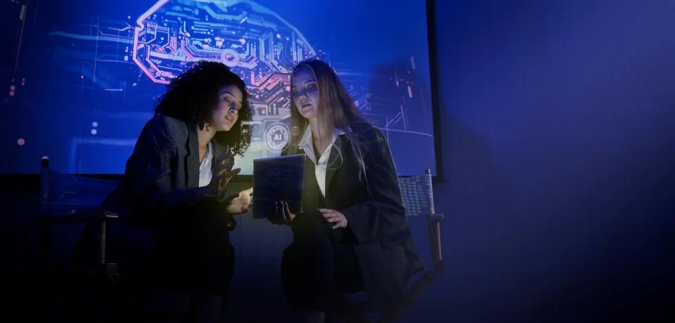 Ai using. Business team using technology artificial intelligence with Ai as.. Stock Photos